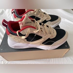 Women’s Jordan air NFH, size 9.5, Rattan/black- gym red – white